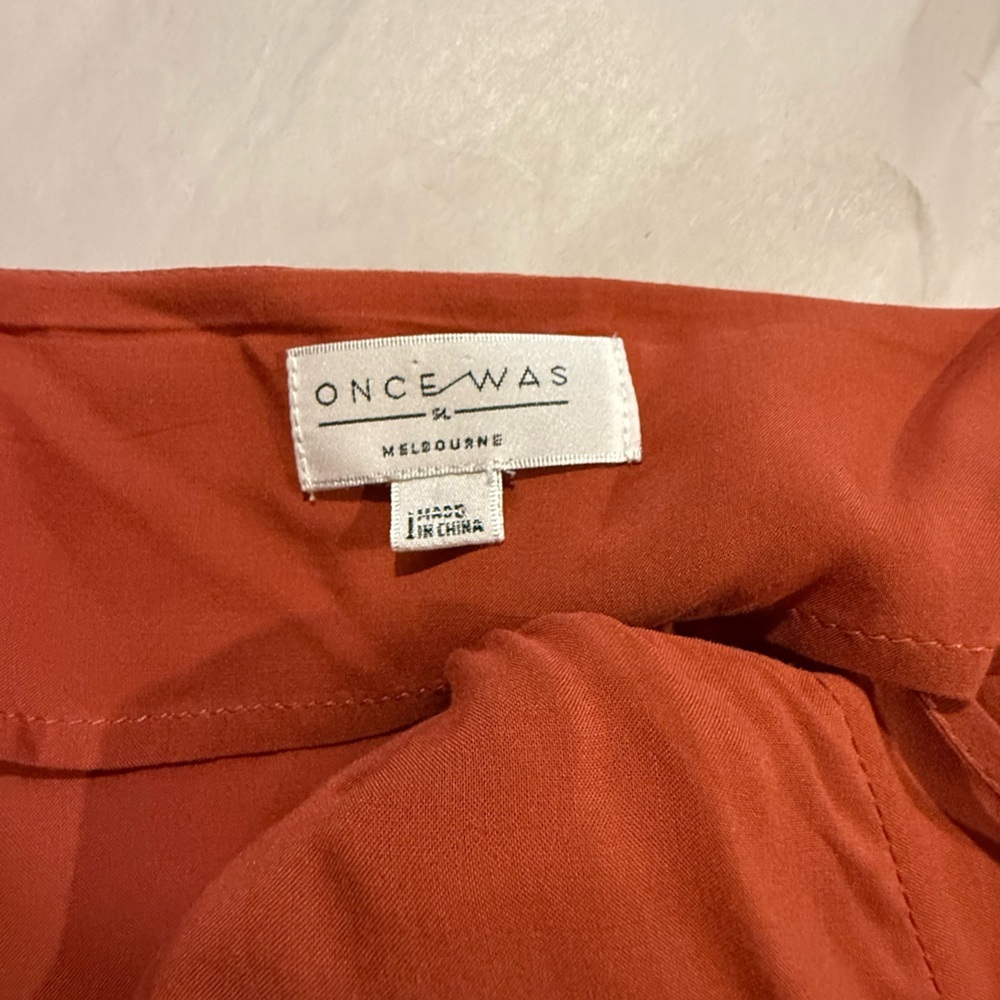 Once Was Melbourne Rust Orange Metallic Stripe Midi Dress – Size 1 (NWT) - Picture 3 of 6